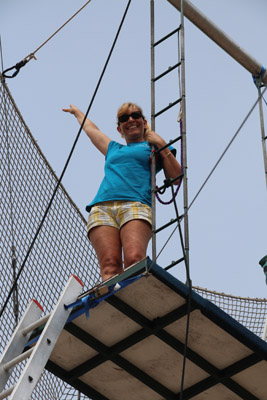 TLCC Trapeze School staff member on platform